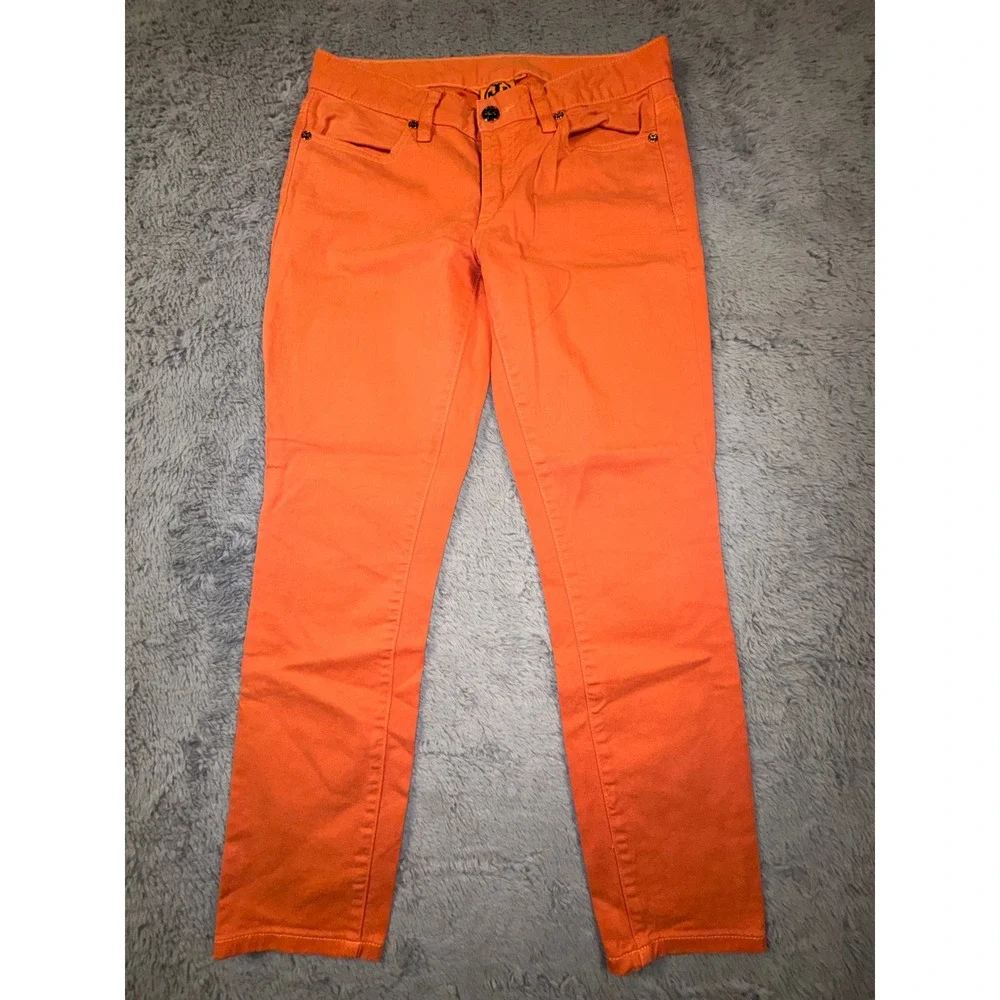 Tory Burch Pants Cropped Skinny Jeans Orange Mid Rise Womens 26 Old Money Luxury